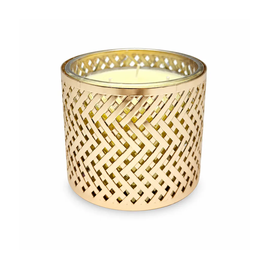 Gold Woven Candle Holder