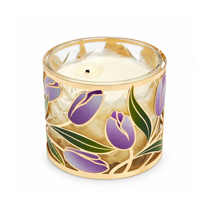 Gold Purple Tulips Candle Holder