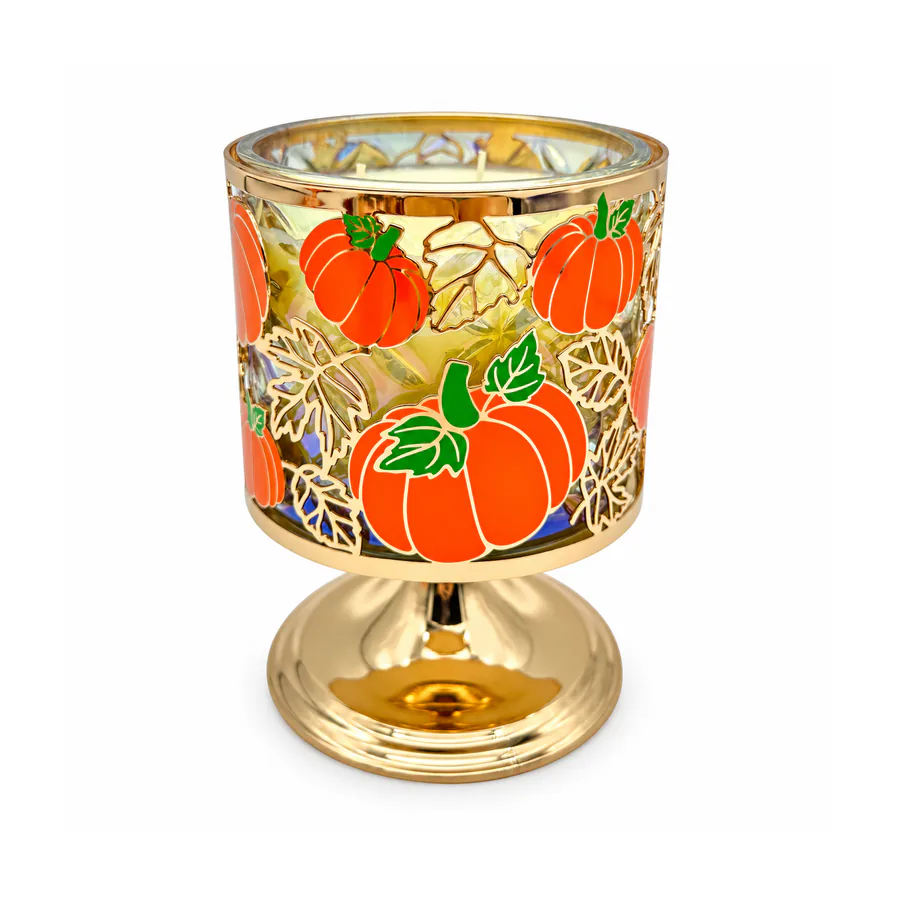 Pumpkin Fall Pedestal Metal Candle Holder