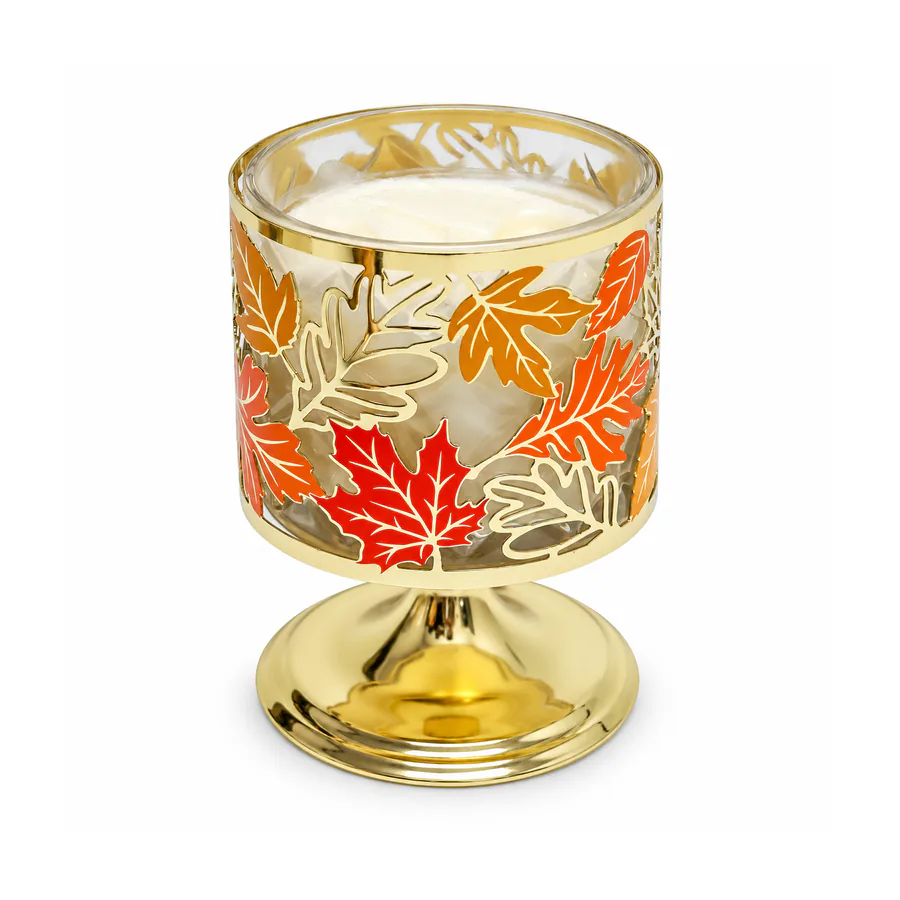 Maple Leaf Fall Pedestal Metal Candle Holder