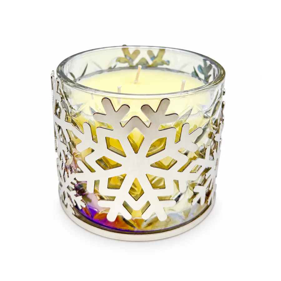 Nickel Snowflake Metal Candle Holder