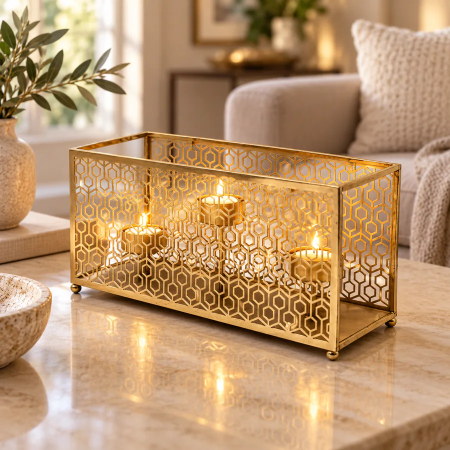 Rectangular  Metal Candle Holder