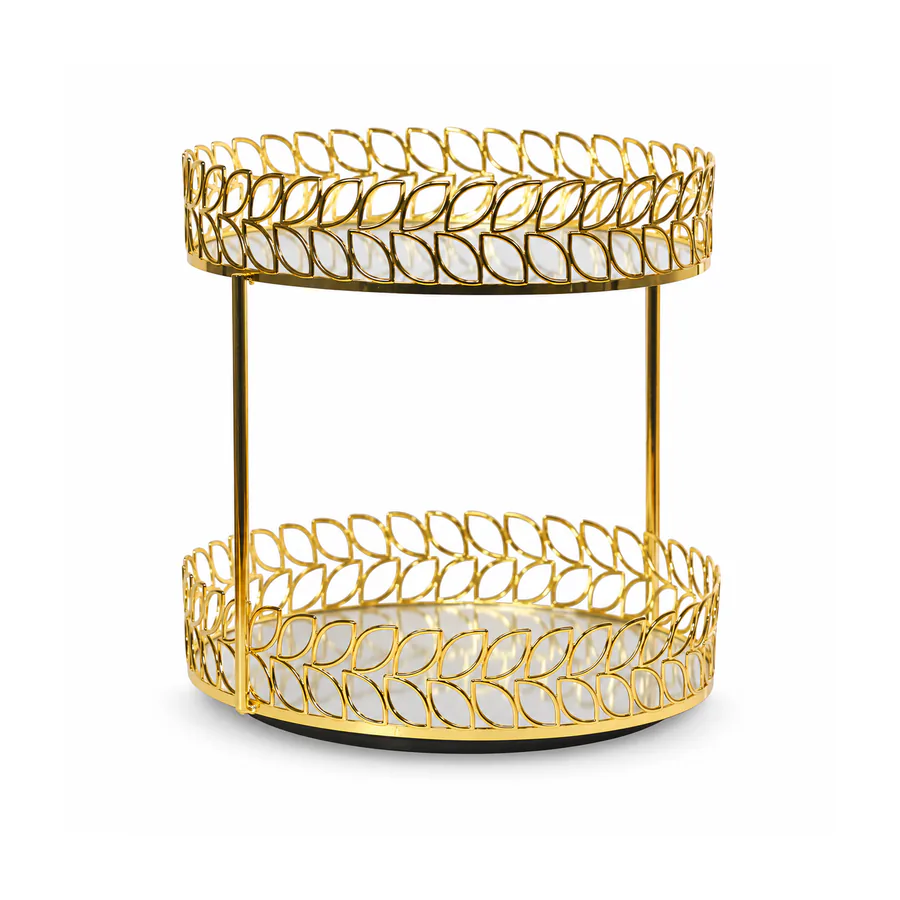 Gold Single Tier & 2-Tier  Glass and Metal Vanity Tray