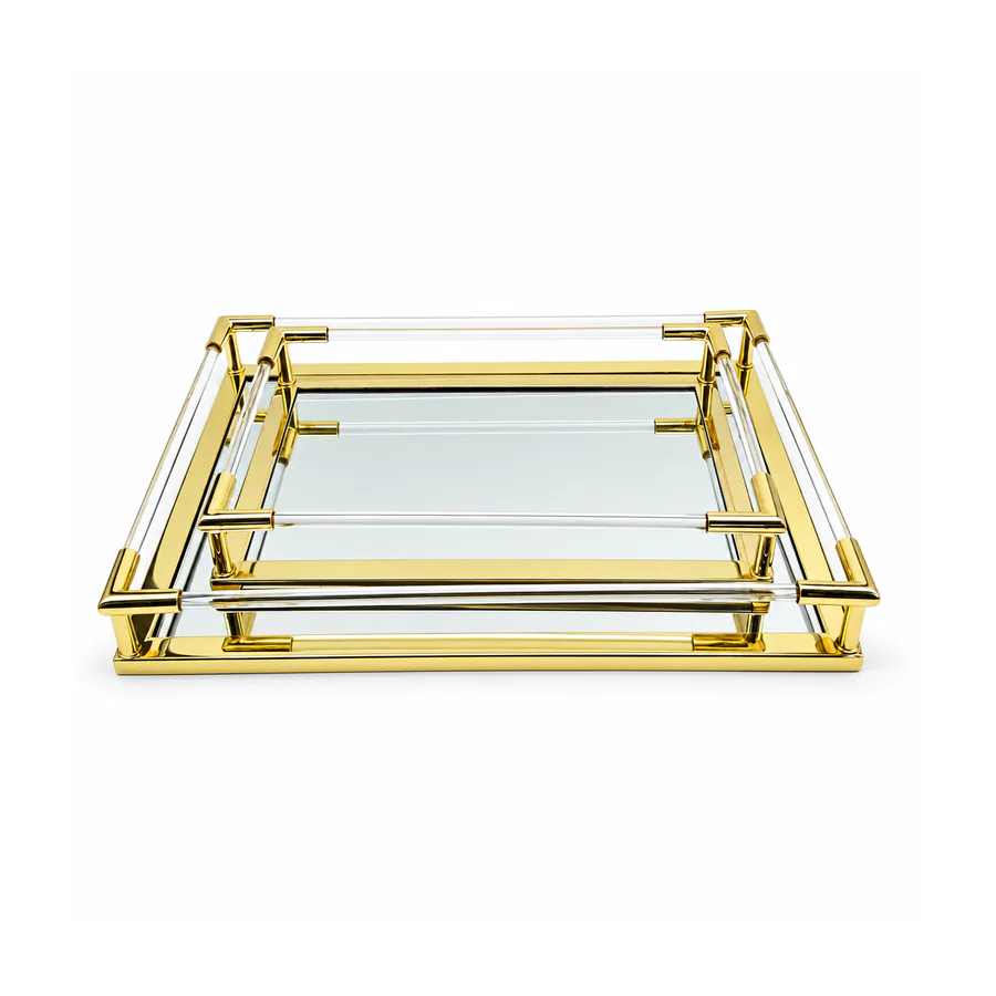 Luxury Gold Metal & Acrylic Decorative Tray