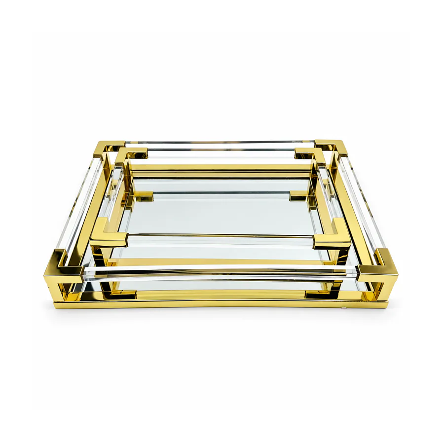 Luxury Gold Metal & Acrylic Decorative Tray
