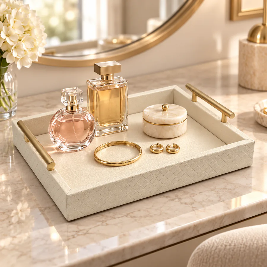 Faux Leather Decorative Tray Collection