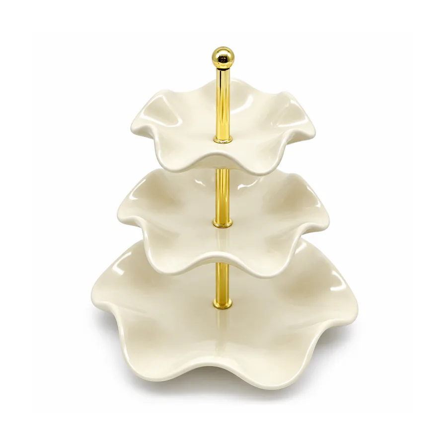3-tier ceramic tray stand