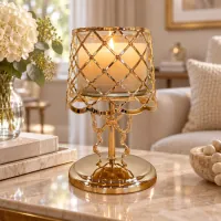 Champagne Gold With Bow  Pedestal Candle Holder
