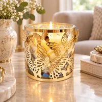 Gold 3D Butterfly Candle Holder