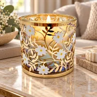 Gold Flower Metal Candle Holder
