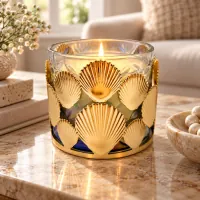 Gold 3D Seashell Metal Candle Holder