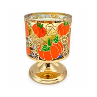 Pumpkin Fall Pedestal Metal Candle Holder