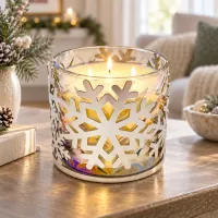 Nickel Snowflake Metal Candle Holder