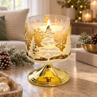 Gold Winterscape cutout Candle Holder