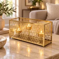 Rectangular  Metal Candle Holder
