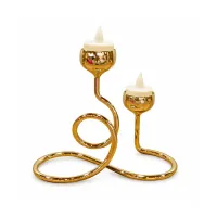 2-Cup  Gold Metal Candle Holder