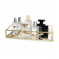 Gold Leaf Metal Wire Mirror Vanity Tray
