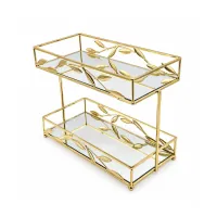 Gold Leaf Metal Wire Mirror Vanity Tray