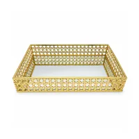 Gold Hollow Cutout Metal Vanity Tray