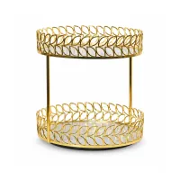 Gold Single Tier & 2-Tier  Glass and Metal Vanity Tray