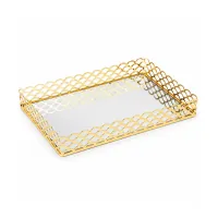 Gold Single Tier & 2-Tier  Glass and Metal Vanity Tray