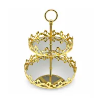 2-Tier  Gold Bow Cutout Metal Vanity Tray