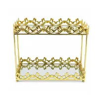 2-Tier  Gold Bow Cutout Metal Vanity Tray