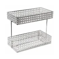 2-Tier Rectangular Caning Pattern Vanity Tray