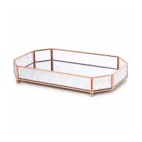 Rose Gold & Gold Metal Frame Glass Decorative Tray