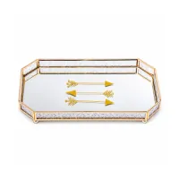 Rose Gold & Gold Metal Frame Glass Decorative Tray