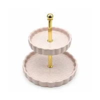 2 Tier Ceramic  Tray with Gold Metal