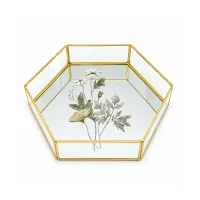 Gold & Gold Metal Frame Glass Decorative Tray