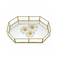 Gold & Gold Metal Frame Glass Decorative Tray