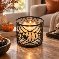 Black Spider Web Candle Holder