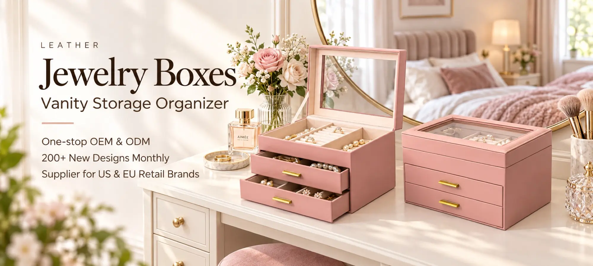 Leather Jewelry Boxes | Vanity Storage Organizer